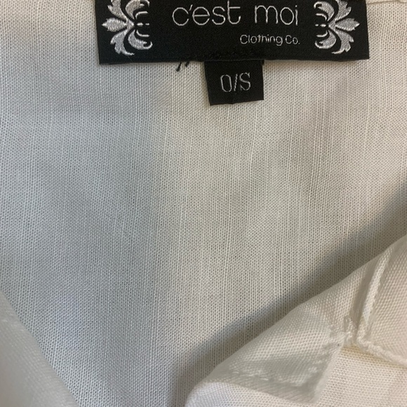 C’EST MOI Boxy Fit Button Down Blouse Ivory One Size (XS-Large) - Picture 10 of 12